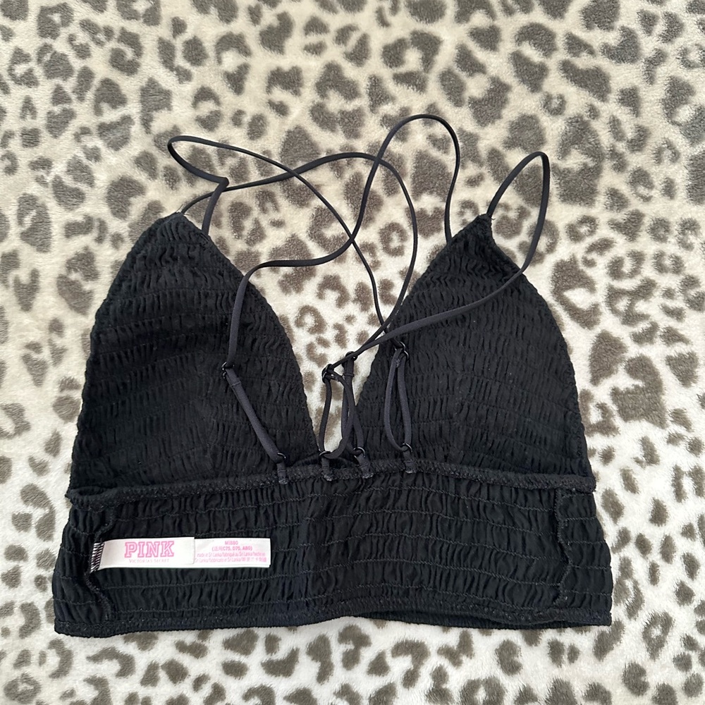 PINK Victoria’s Secret Smocked Bralette in Black Size Medium Women’s - Picture 9 of 17